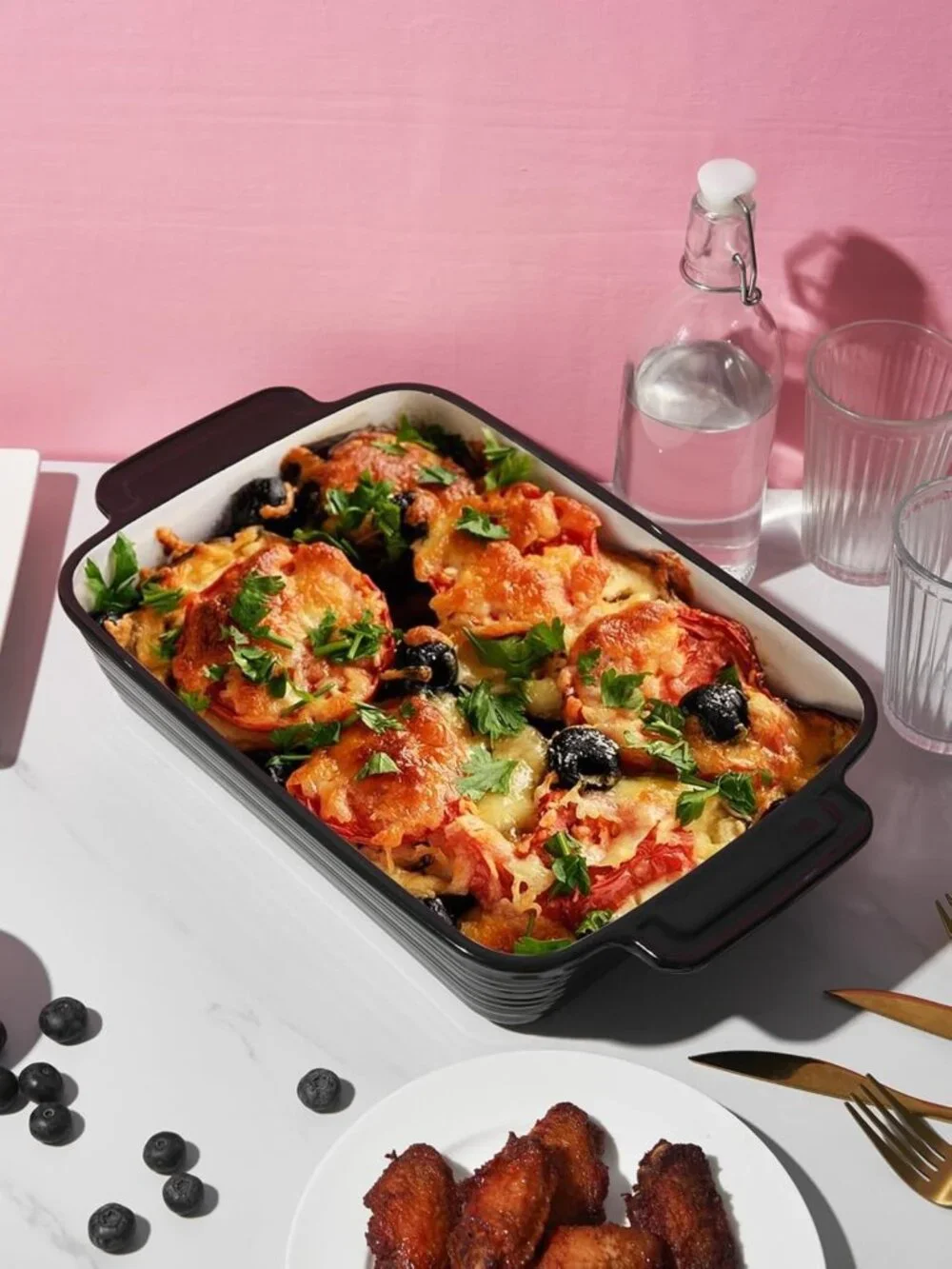 Large 9x13 Ceramic Casserole Dish - Durable Lasagna Pan with Handles, Oven Safe